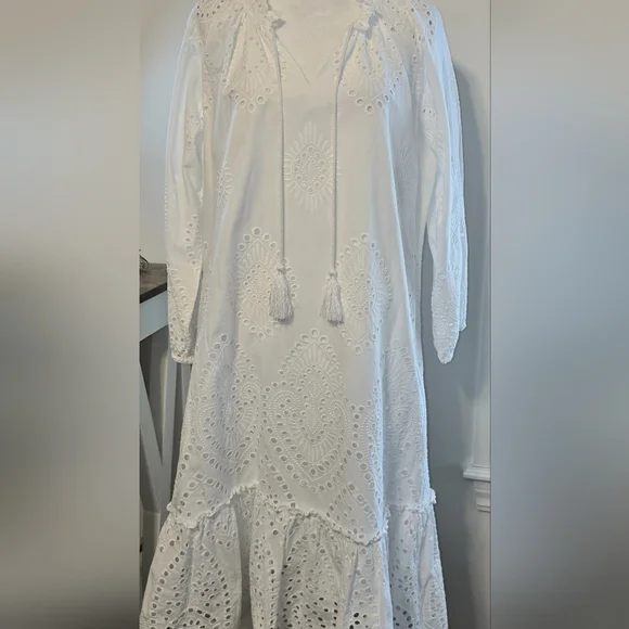 🤩Host Pick❤️Soft Surroundings Midi Eyelet City Of Gardens Dress Women's Sz Med - Picture 2 of 8